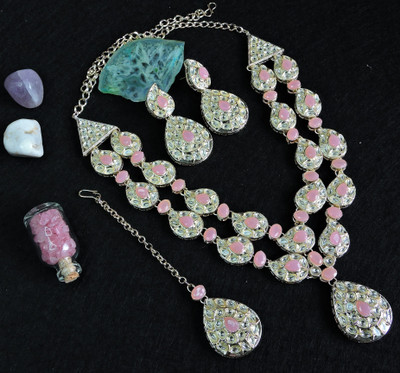 VATSALYA creation Alloy Gold-plated Pink Jewellery Set(Pack of 1)