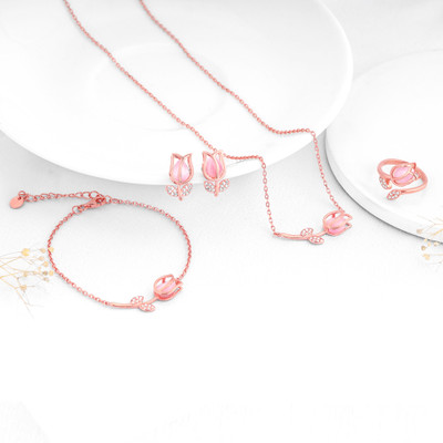 GIVA Sterling Silver Rhodium Rose Gold Jewellery Set(Pack of 1)