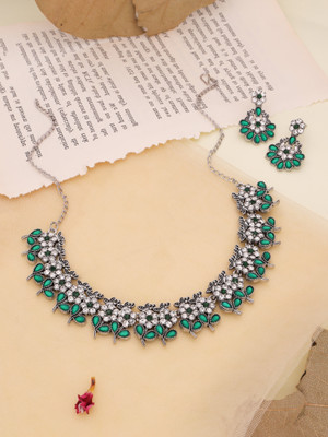 Vedda Brass Gold-plated Silver, Green Jewellery Set(Pack of 1)