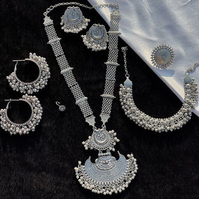 ISLANA Alloy Silver Jewellery Set(Pack of 4)
