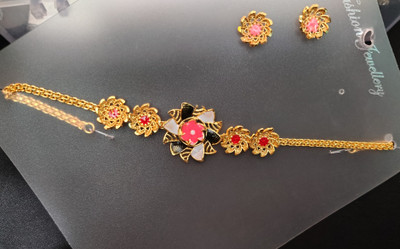 Hamza Jewels Brass, Sterling Silver, Glass Silver Gold Jewellery Set(Pack of 3)