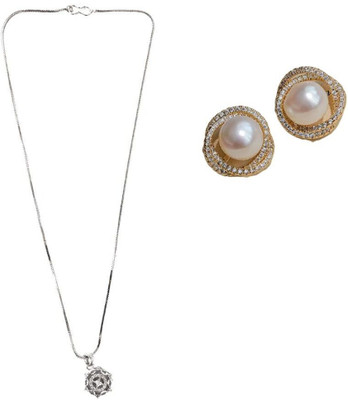 SRK Fashions Alloy Silver, White Jewellery Set(Pack of 1)