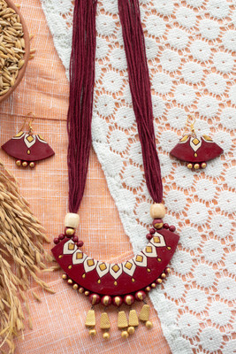 SHILPOGRAM Terracotta Maroon Jewellery Set(Pack of 1)