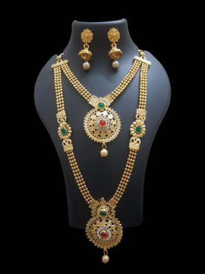 Krishna Creation Alloy Gold-plated Gold Jewellery Set(Pack of 2)