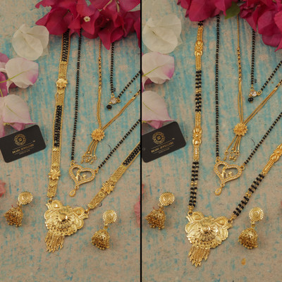 Divastri Brass Gold-plated Black, Gold Jewellery Set(Pack of 2)