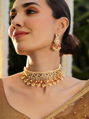 RUBANS Brass Gold-plated Gold Jewellery Set(Pack of 3)