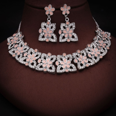 Dressberry Brass Brass Silver, White, Orange Jewellery Set(Pack of 1)