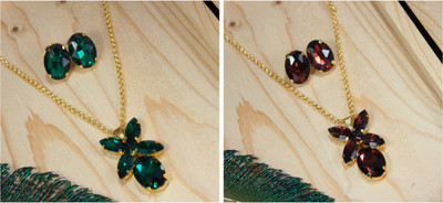 JewelShadi Alloy Gold-plated Green, Maroon Jewellery Set(Pack of 2)