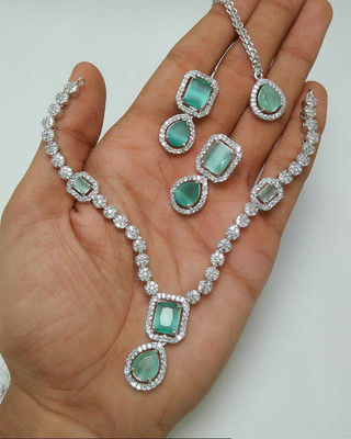 Manuvi Jewels Alloy Silver Multicolor Jewellery Set(Pack of 3)