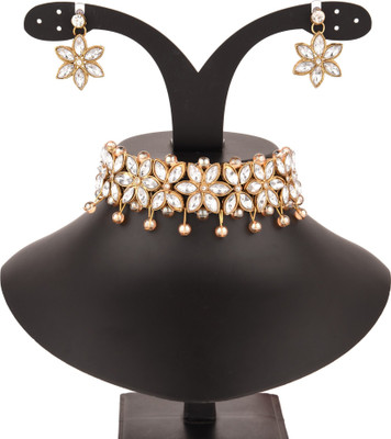 Ronak Jewels Alloy Gold-plated White, Gold Jewellery Set(Pack of 1)