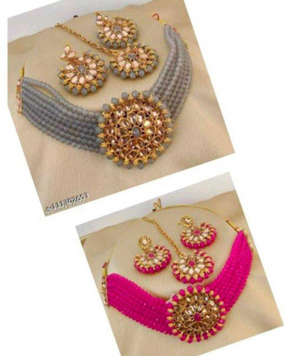 Dhirajart Alloy Gold-plated Grey Jewellery Set(Pack of 1)