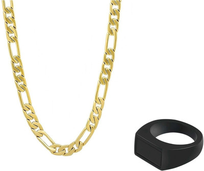 house of common Alloy Gold-plated, Titanium Gold, Black Jewellery Set(Pack of 1)