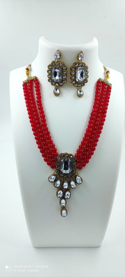 abdur raheem Alloy Gold-plated Red Jewellery Set(Pack of 1)