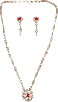 Moonron Brass Rhodium Red, Silver Jewellery Set(Pack of 1)