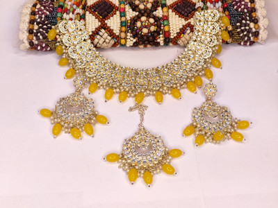 Zarmar fashion Stone, Crystal Yellow, Gold Jewellery Set(Pack of 1)