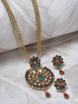 Sukkhi Alloy Gold-plated Green Jewellery Set(Pack of 3)