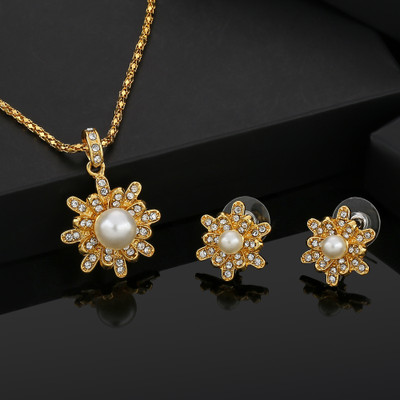 Estele Alloy Gold-plated White Jewellery Set(Pack of 3)