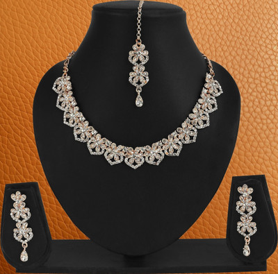 R A Enterprises Alloy Rhodium Rose Gold, White Jewellery Set(Pack of 1)