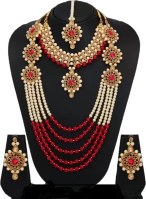 URBANELA Copper Gold-plated Red Jewellery Set(Pack of 4)