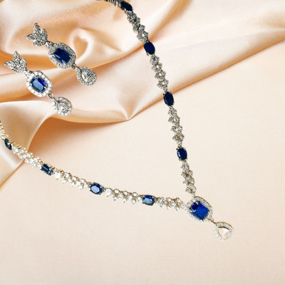 Amoha Lifestyle Alloy Silver Silver, Blue Jewellery Set(Pack of 2)