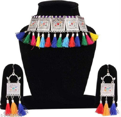 Ruhi Alloy Silver Multicolor Jewellery Set(Pack of 1)