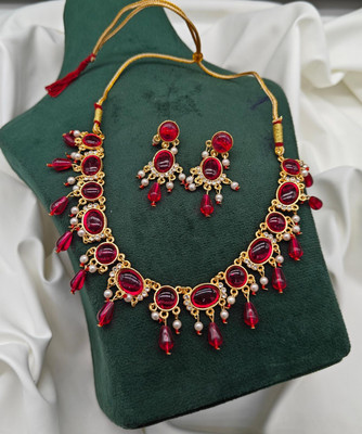 Mk Jewellery Alloy Red Jewellery Set(Pack of 1)