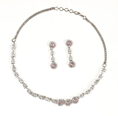 GEMRON JEWEL Brass Rhodium White, Silver Jewellery Set(Pack of 1)