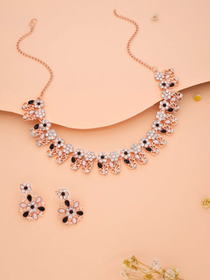 Vedda Brass Gold-plated Rose Gold, Black, White Jewellery Set(Pack of 1)