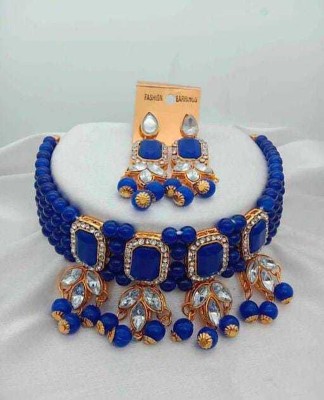 Rathore Jewels Brass Gold-plated Blue, Gold Jewellery Set(Pack of 1)