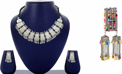 Krishna Paths Collection Oxidised Silver, Alloy, Stainless Steel Silver, Sterling Silver Silver, White, Grey Jewellery Set(Pack of 3)