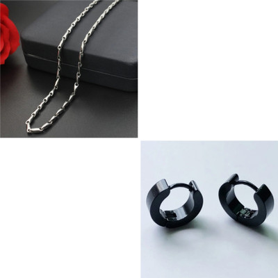 MAATRCHAAYA Stainless Steel Sterling Silver, Titanium Black, Silver Jewellery Set(Pack of 2)