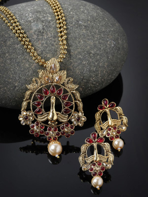 Sukkhi Alloy Gold-plated Pink, Gold Jewellery Set(Pack of 3)