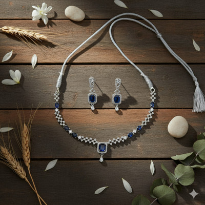 Amoha Lifestyle Alloy Silver Blue, Silver, White Jewellery Set(Pack of 1)