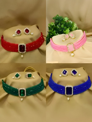 Gify Crystal Gold-plated Multicolor Jewellery Set(Pack of 1)