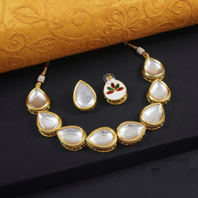 Ronak Fashion Alloy Gold-plated White Jewellery Set(Pack of 1)