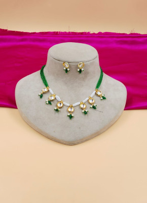 mohit jewellers Brass Gold-plated Green Jewellery Set(Pack of 1)
