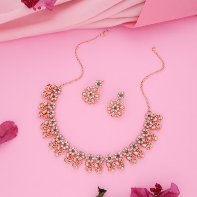 brado jewellery Brass Gold-plated Rose Gold, Pink Jewellery Set(Pack of 1)