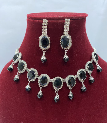 Krutadnya Alloy Rhodium Black Jewellery Set(Pack of 1)