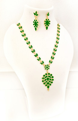 shree balaji gold Brass, Copper, Dori Gold-plated Green, Gold Jewellery Set(Pack of 1)