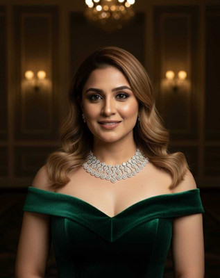 Saika Brass Silver White Jewellery Set(Pack of 1)