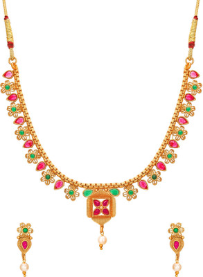 LUXOR Brass Gold-plated Multicolor Jewellery Set(Pack of 1)