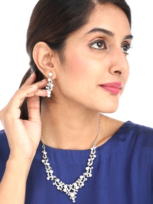 Kairangi Metal Silver Silver, White Jewellery Set(Pack of 1)