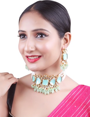 Aashish Imitation Alloy Gold-plated Green Jewellery Set(Pack of 2)