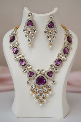 sondarya Alloy Silver Purple Jewellery Set(Pack of 4)