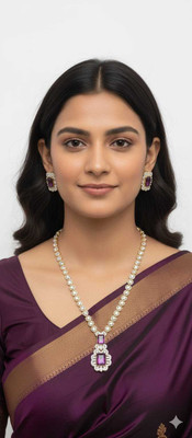 KRIDHA CREATION Alloy Brass Purple, White Jewellery Set(Pack of 1)