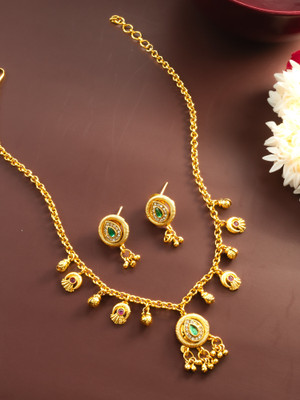 LUXOR Brass Gold-plated Red, Gold, Green Jewellery Set(Pack of 2)