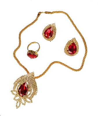 aarizz imitation Brass, Alloy Gold-plated Red Jewellery Set(Pack of 4)