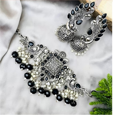 Etasha Oxidised Silver Black Silver Black, Silver Jewellery Set(Pack of 1)