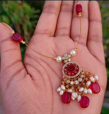 AVIKA COLLECTION Brass Gold-plated Maroon Jewellery Set(Pack of 1)