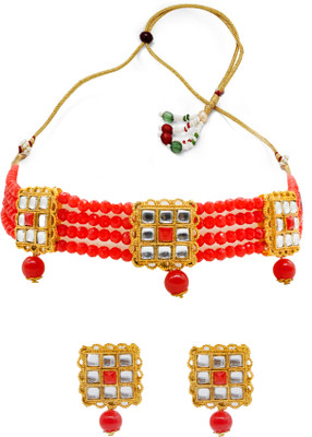 VIVA VIRAL Alloy Gold-plated Red, Gold Jewellery Set(Pack of 1)